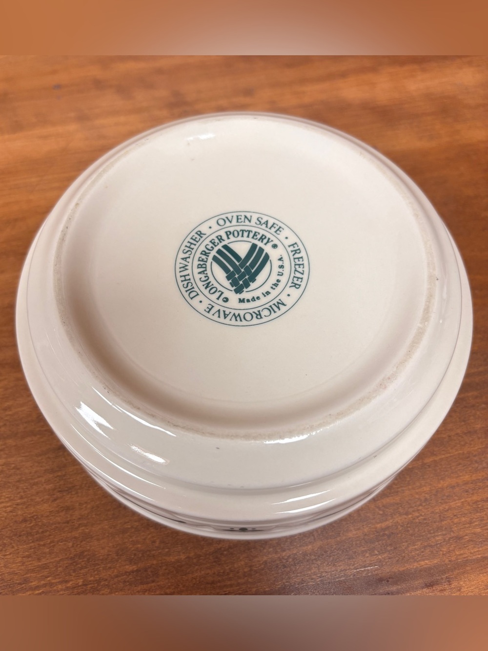 Longaberger Basket Woven Tradition Heritage Green 6" Soup Cereal Bowl USA Clasic - Picture 5 of 5